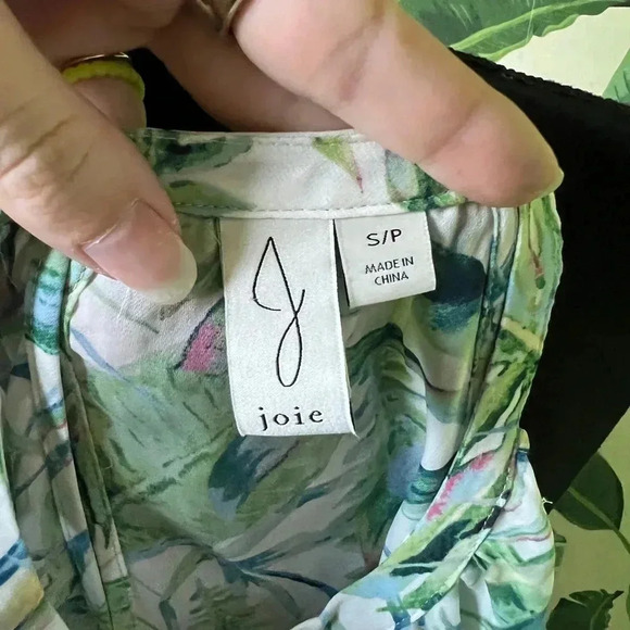 Joie Womens White Green Tropical Leaf Print Halter neck tank top Small - Picture 6 of 6